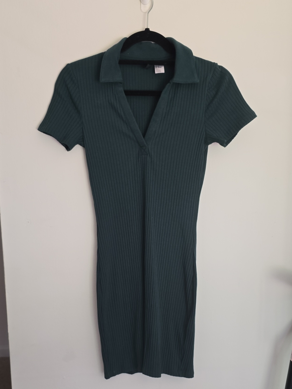 Divided Forest Green Ribbed Polo-Knit Dress